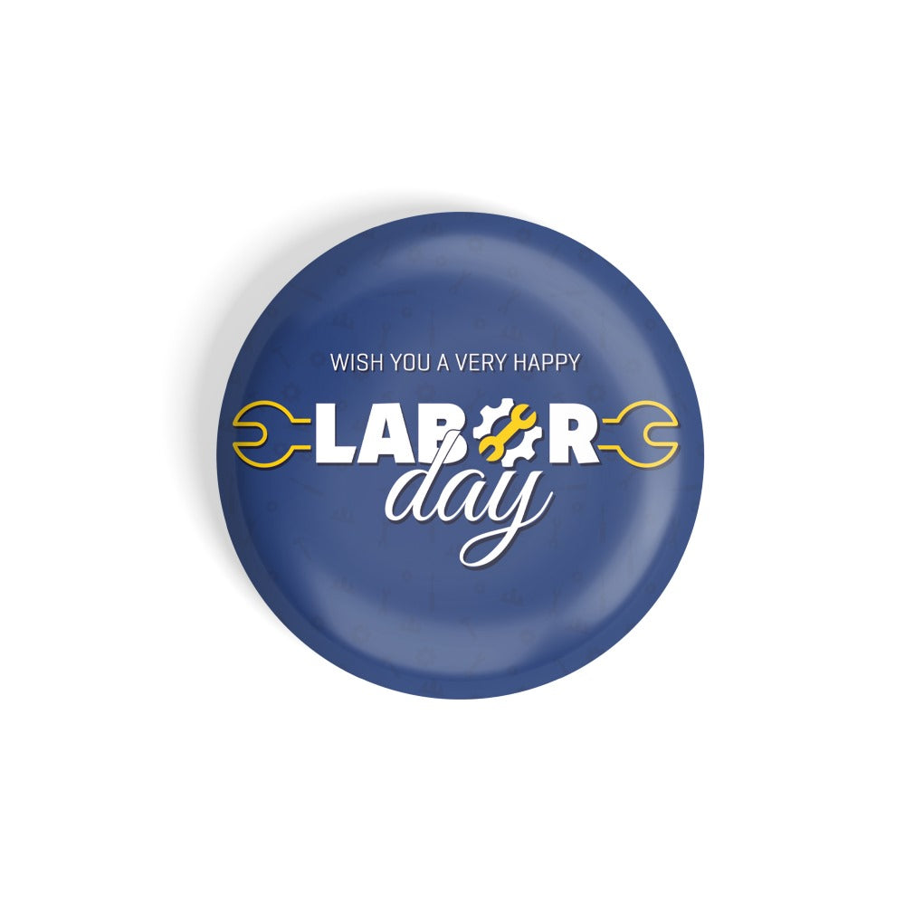 dhcrafts Round Fridge Magnet Blue Labor Day Glossy Finish Design Pack of 1 (75 mm)